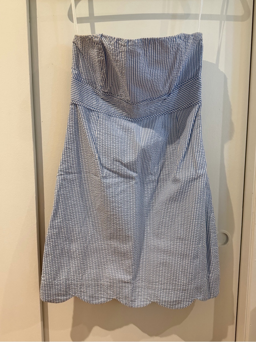 Vineyard Vines Blue and White Strapless Seersucker Dress